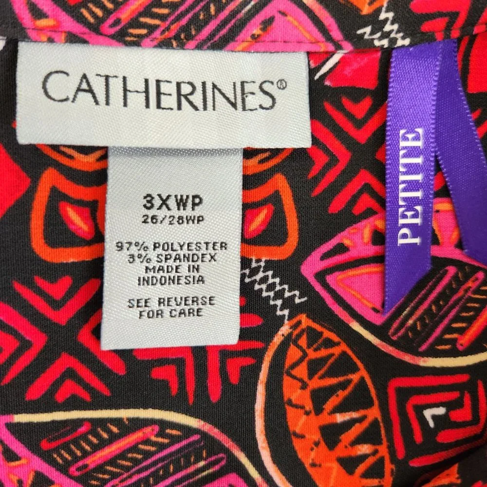 CATHERINES Multicolor AbstractPrint Full Button Down Shirt PLUS PETITE Size 3XWP - Picture 10 of 14